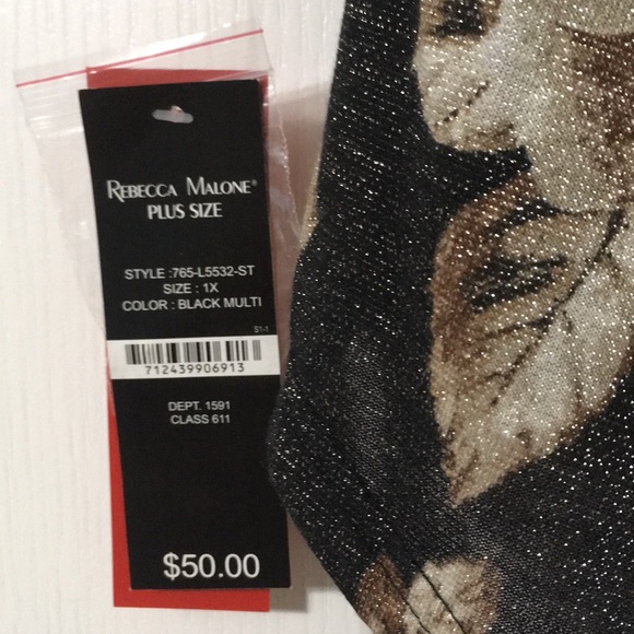 New With Tags Stretch Shimmering Plus Size 1X Top - Picture 6 of 14